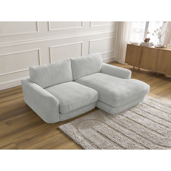 Svetlo siva kotna sedežna garnitura iz šenilje (desni kot/z ležalnikom) Leonore – Bobochic Paris-image-3