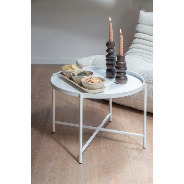 Bela kovinska okrogla klubska mizica ø 50 cm Meseta  – Leitmotiv-image-2