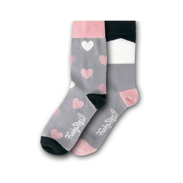 Komplet 2 parov barvnih nogavic Funky Steps Love, velikost 35 - 39