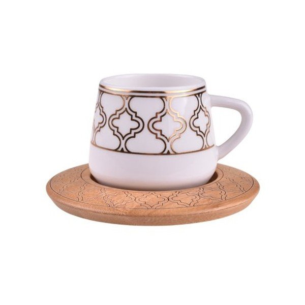 Komplet 6 porcelanskih vrčev s podstavki iz bambusa Bambum Hanedan-image-1