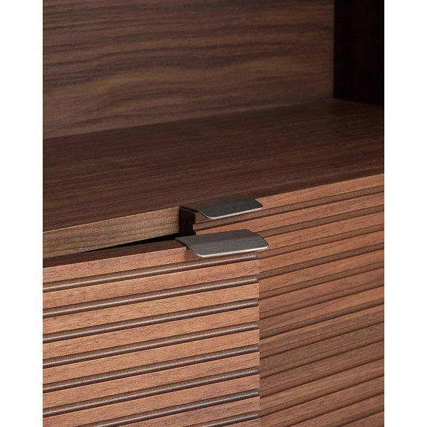 Regal v orehovem dekorju v temni naravni barvi 90x190x35 cm Norlen – Kave Home-image-2