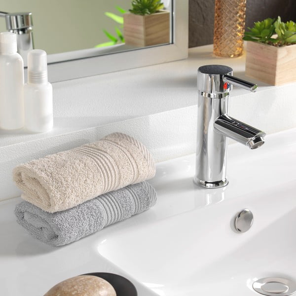 Bež frotirna bombažna brisača 30x50 cm Tendresse – douceur d'intérieur-image-1