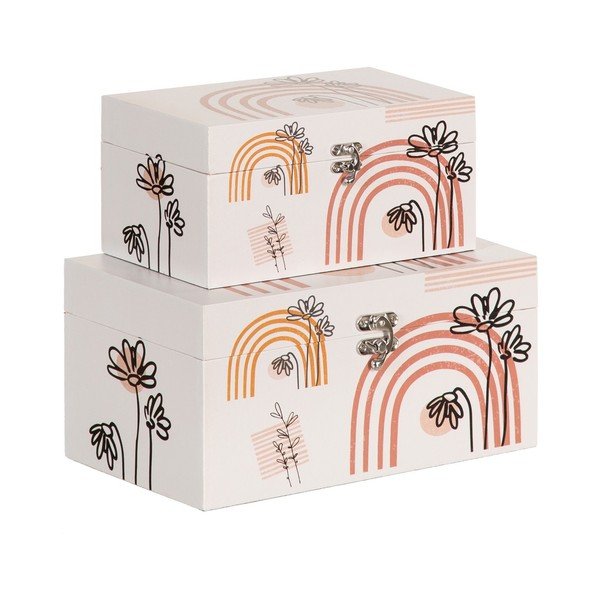 Kremno bele dekorativne škatle za shranjevanje v kompletu 2 ks 30x18x15 cm Flowers – Ixia