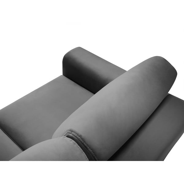 Svetlo siva žametna raztegljiva kotna sedežna garnitura s prostorom za shranjevanje Kyoto – Cosmopolitan Design-image-4