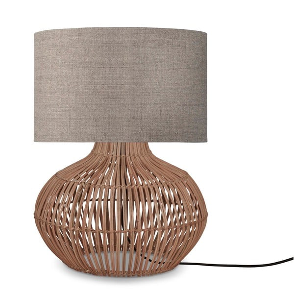 Bež/naravna namizna svetilka s tekstilnim senčnikom (višina 48 cm) Kalahari – Good&Mojo