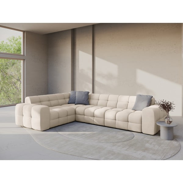 Bež kotna sedežna garnitura v obliki črke L (levi kot) Kendal – Micadoni -image-1