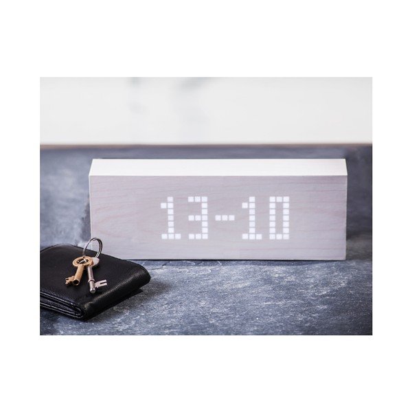 Bela budilka z belim LED zaslonom Gingko Message Click Clock-image-3
