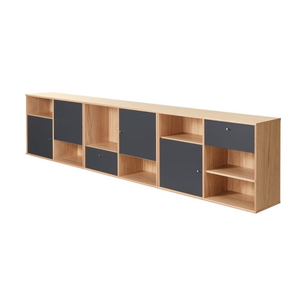 Črna nizka komoda v hrastovem dekorju 267x61 cm Mistral - Hammel Furniture-image-3