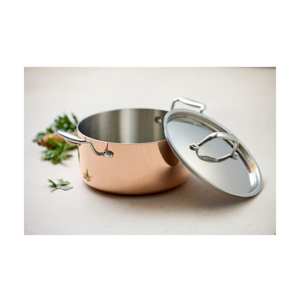 Lonec iz bakra in nerjavečega jekla s pokrovko za indukcijsko ploščo 3 l – Blomsterbergs-image-2