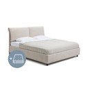 Bež oblazinjena zakonska postelja s prostorom za shranjevanje z vzmetnico in letvenim dnom 160x200 cm Myra Pillow – Bonami Selection
