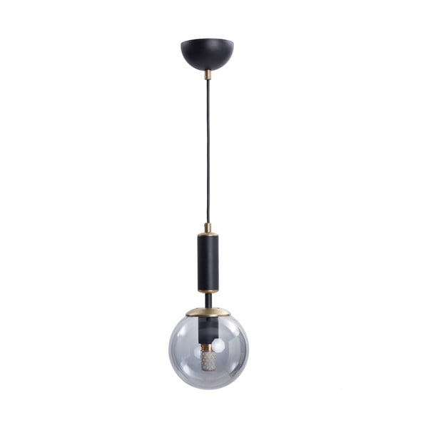 Črna/siva viseča svetilka s steklenim senčnikom ø 15 cm Hector – Squid Lighting