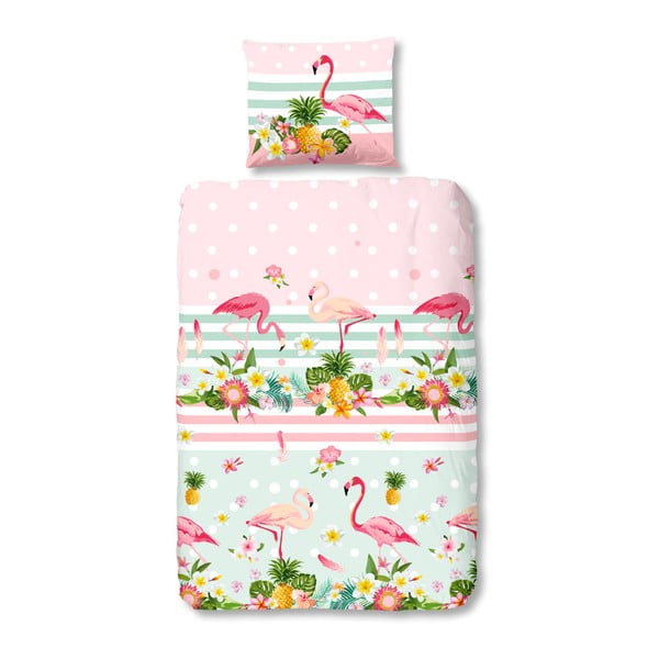 Otroško bombažno posteljno perilo Dobro jutro, Flamingo, 140 x 200 cm