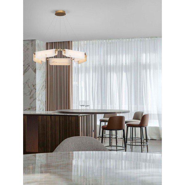 Kremno bela/medeninasta LED zatemnitvena viseča svetilka v marmornem dekorju ø 93 cm Aider – Nova Luce-image-1