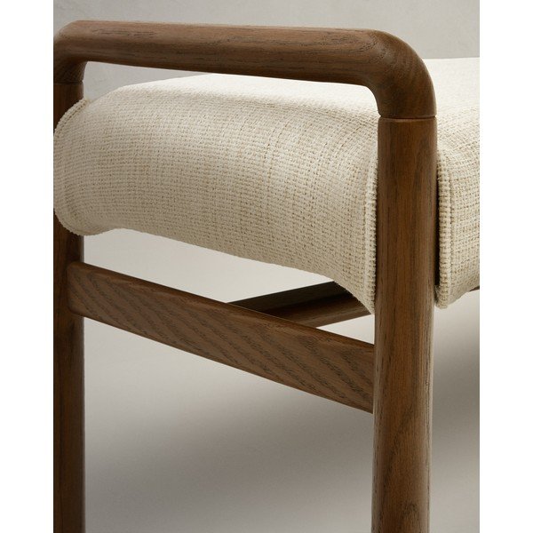 Kremno bela/naravna klop iz šenilje Macaret – Kave Home-image-3