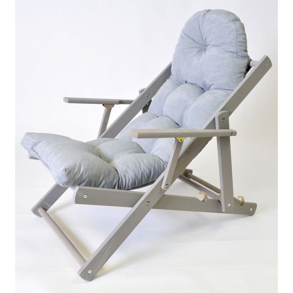 Siv zložljiv vrtni ležalnik iz masivnega lesa Borneo – Rojaplast-image-1