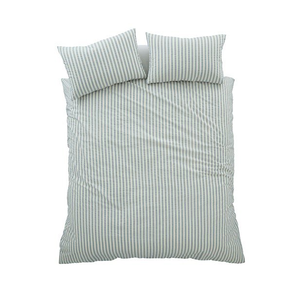 Modra 3-delna posteljnina za zakonsko posteljo 200x200 cm Cotton Rich Woven Stripe – Pineapple Elephant