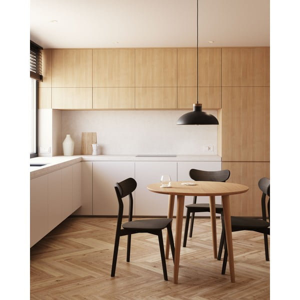 Okrogla raztegljiva jedilna miza v hrastovem dekorju ø 90 cm Oqui – Kave Home-image-1