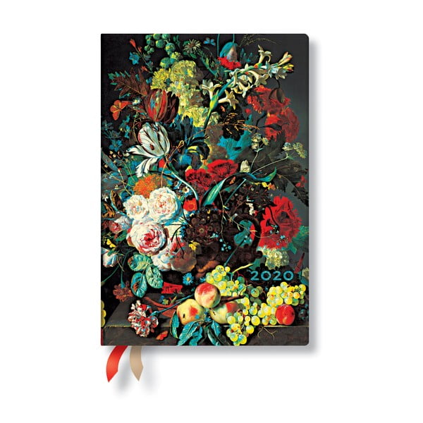 Večbarven dnevnik za leto 2020 v mehki vezavi Paperblanks Peacock Van Huysum, 160 strani