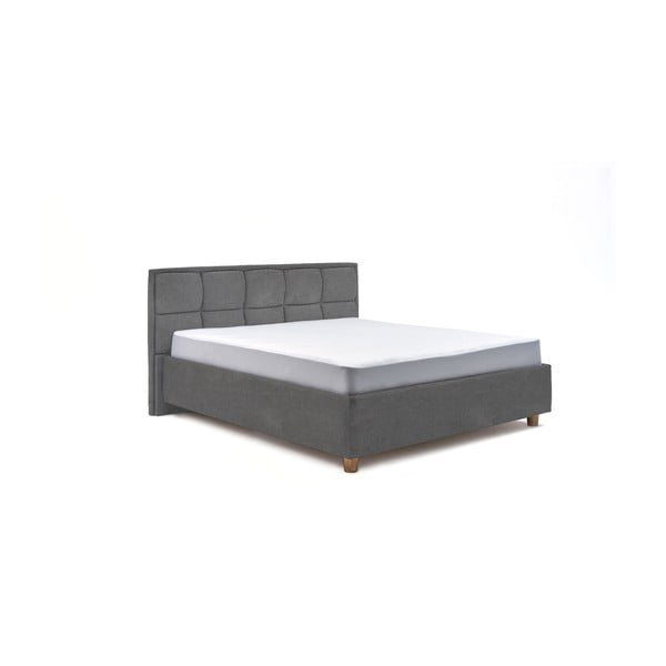 Svetlo siva zakonska postelja z vzglavjem in prostorom za shranjevanje ProSpánek Karme, 160 x 200 cm