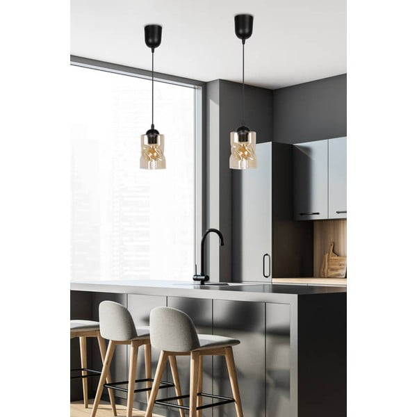 Črna viseča svetilka s steklenim senčnikom ø 10 cm Felis - Candellux Lighting-image-1