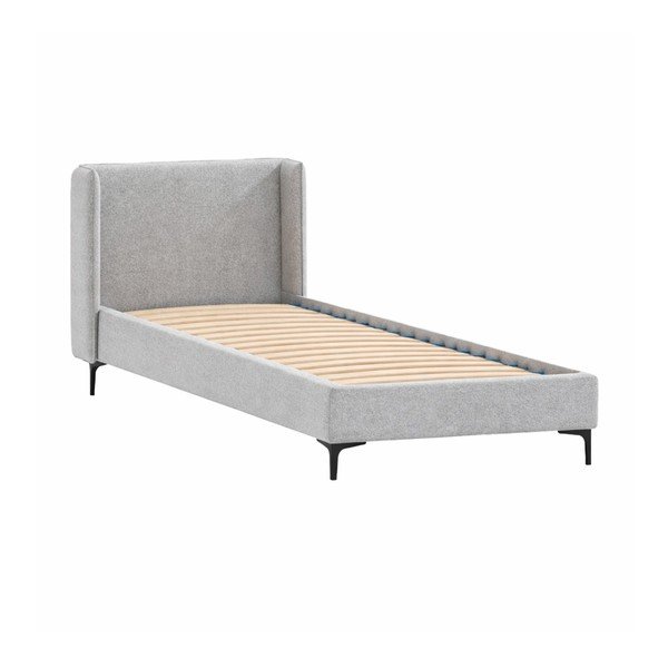 Siva oblazinjena postelja z letvenim dnom 90x200 cm Basti – Ropez