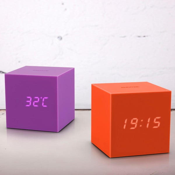 Oranžna LED budilka Gingko Gravity Cube-image-1
