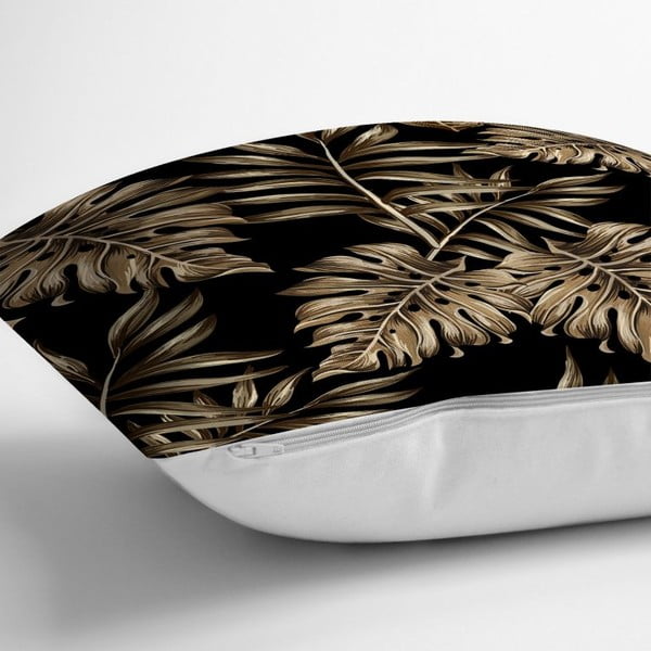 Prevleka za okrasno blazino Minimalist Cushion Covers Golden Leafes With Black BG, 45 x 45 cm-image-1