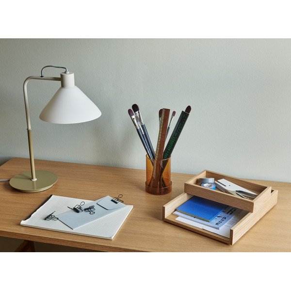 Bela namizna svetilka s steklenim senčilom (višina 44 cm) Spot – Hübsch-image-1