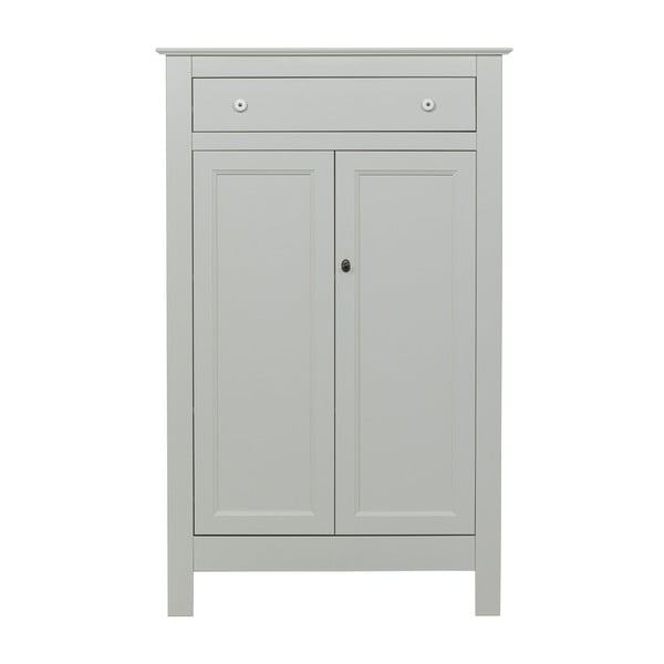 Svetlo siva visoka komoda iz masivnega bora z možnostjo zaklepanja 93x150 cm Eva – WOOOD