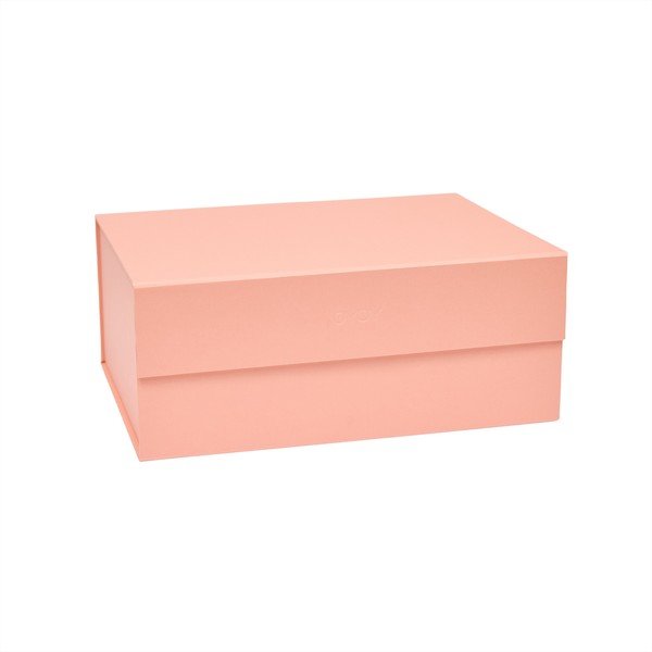 Svetlo rožnata kartonasta škatla za shranjevanje s pokrovom 33x25x15 cm Hako – OYOY Living Design