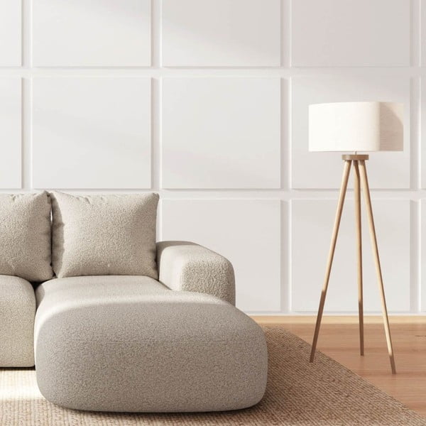 Bež kotna sedežna garnitura iz tkanine bouclé (desni kot/z ležalnikom) Monce – Rodier-image-3