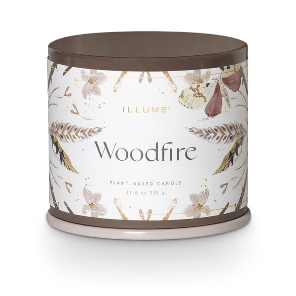 Dišeča sveča iz sojinega voska čas gorenja 50 h Woodfire – ILLUME x Bloomingville