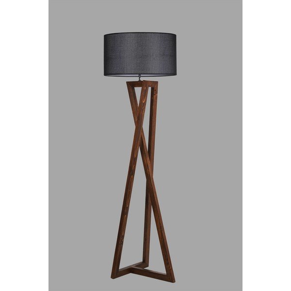 Črna/rjava stoječa svetilka s tekstilnim senčilom (višina 149 cm) Maçka – Opviq lights-image-1