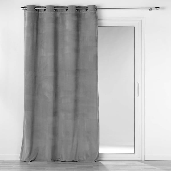 Siva zavesa iz rebrastega žameta 140x260 cm Casual – douceur d'intérieur