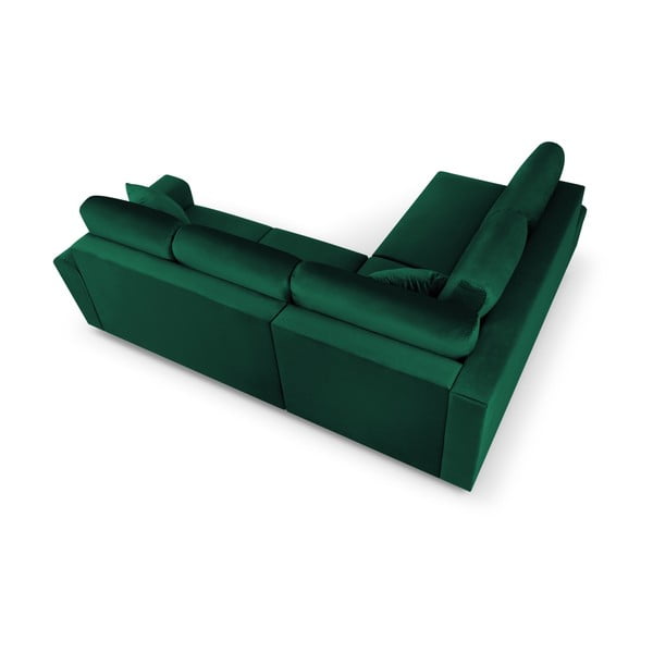 Zelena žametna raztegljiva kotna sedežna garnitura s prostorom za shranjevanje (levi kot/v obliki črke L) Kyoto – Cosmopolitan Design-image-4