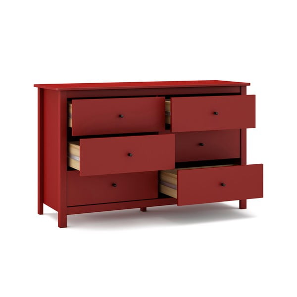 Rdeča nizka komoda iz masivnega bora 130x80 cm Misti – Marckeric-image-4