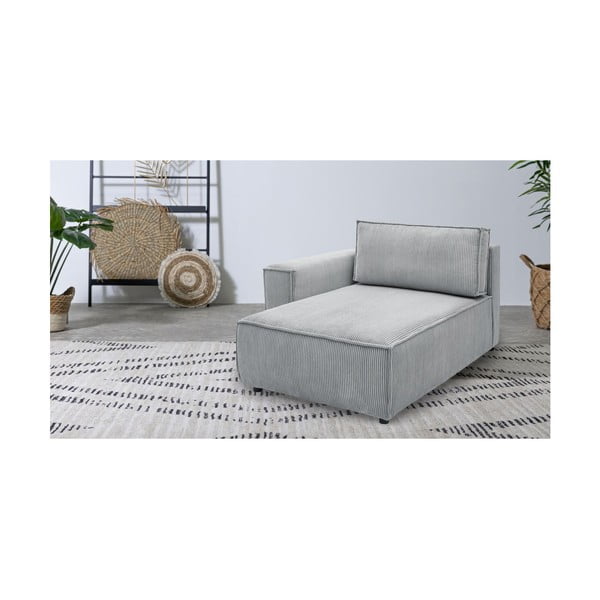 Svetlo siv modul za sedežno garnituro iz rebrastega žameta (levi kot) Nihad modular – Bobochic Paris-image-1