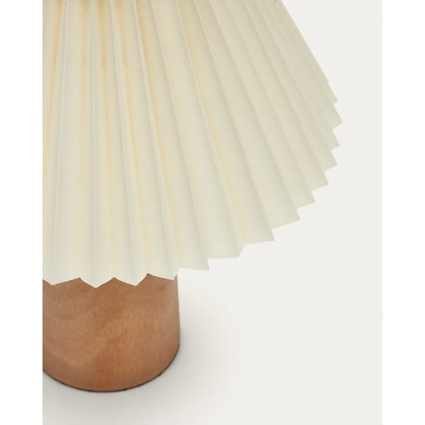 Bež namizna svetilka iz masivnega kavčukovca s tekstilnim senčilom (višina 33 cm) Benicarlo – Kave Home-image-4