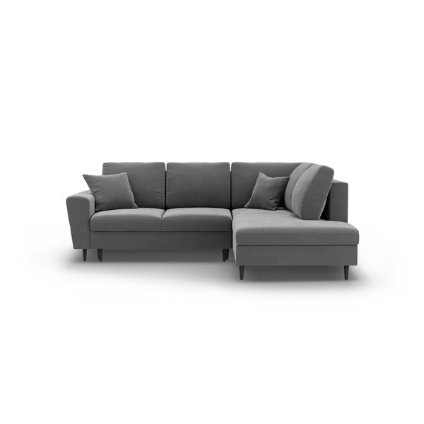 Svetlo siva žametna raztegljiva kotna sedežna garnitura s prostorom za shranjevanje (desni kot/v obliki črke L) Kyoto – Cosmopolitan Design