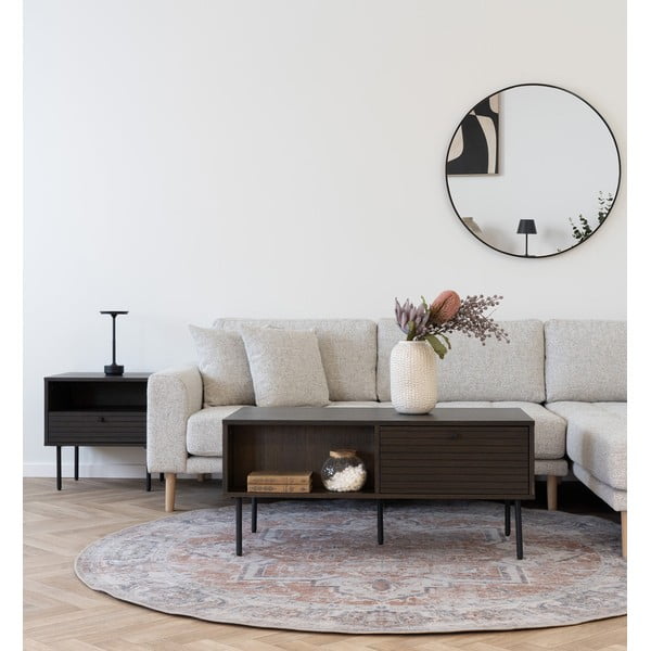 Temno rjava klubska mizica v hrastovem dekorju 50x100 cm Kyoto – House Nordic-image-1