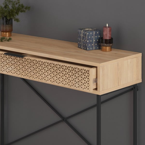 Stranska mizica v hrastovem dekorju 35.5x110 cm Ecrin – Marckeric-image-1