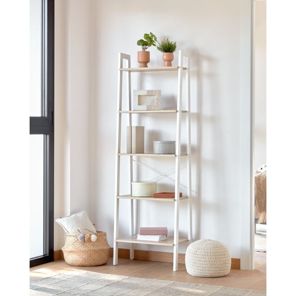 Bel/naraven regal v hrastovem dekorju 56x172x32 cm Aarhus – Kave Home-image-1