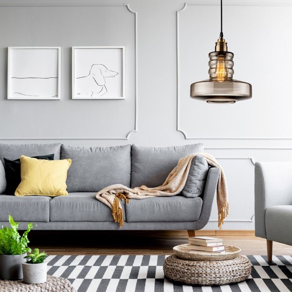 Steklena viseča svetilka v sivi barvi Lamkur Pendant-image-1