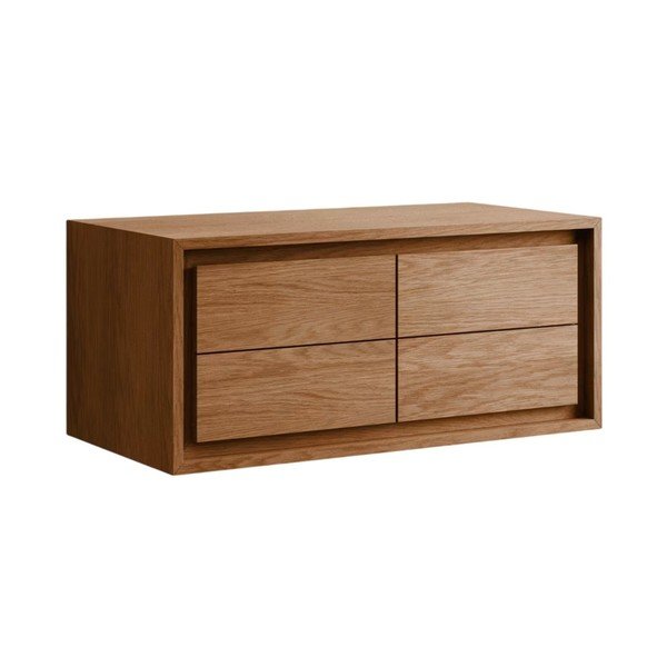 Rjava stenska omarica za pod umivalnik iz masivnega tika 90x40 cm Kenta – Kave Home