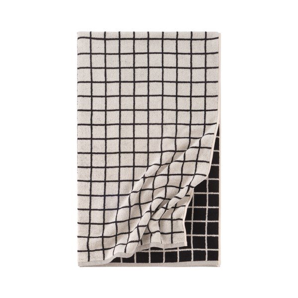 Črna/bež bombažna brisača 90x150 cm Grid – Jotex