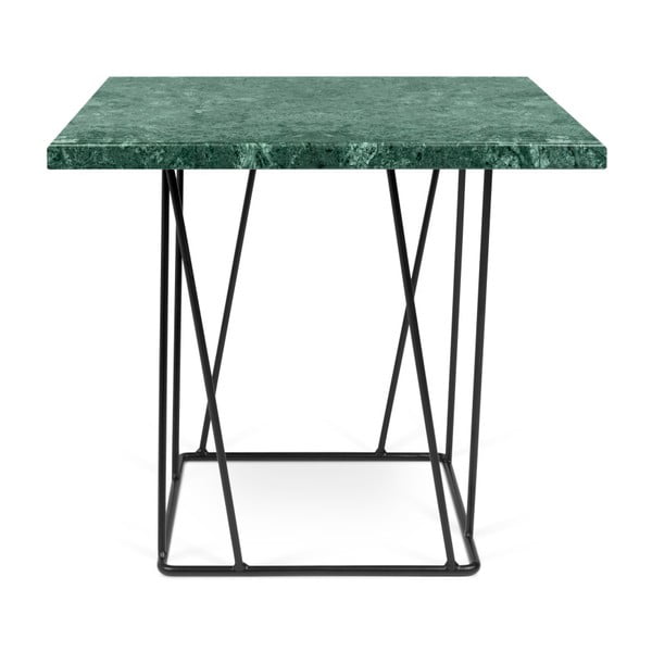 Zelena marmorna mizica s črnimi nogami TemaHome Helix, 50 x 50 cm