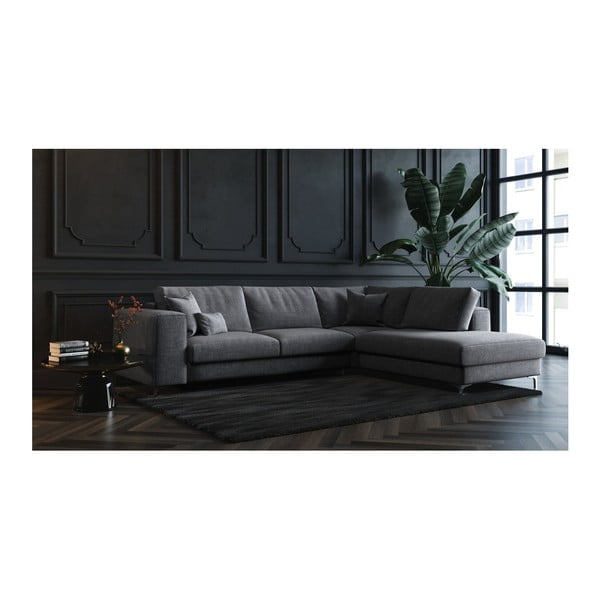 Temno siva kotna raztegljiva sedežna garnitura Devichy Rothe, desni kot-image-4