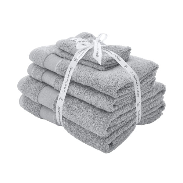 Svetlo sivi frotirni bombažni komplet brisač 6 ks Anti-Bacterial – Catherine Lansfield