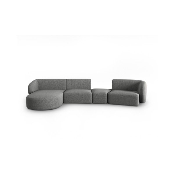 Siva kotna sedežna garnitura iz šenilje (levi kot/z ležalnikom) Paolo – Milo Casa