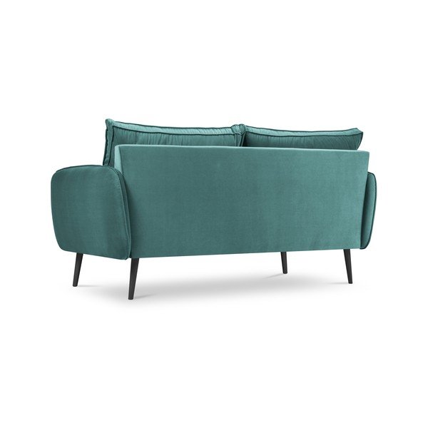 Petrolej modra žametna zofa s črnimi nogami Kooko Home Lento, 158 cm-image-3